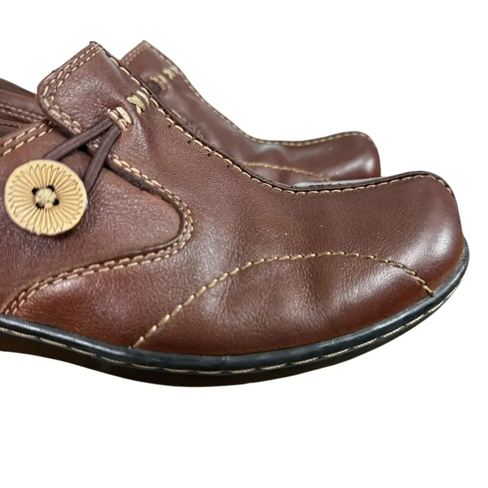 Clarks Bendables Brown Leather Comfort Shoes Slip On Loafers Casual Shoes sz 8 - Picture 12 of 16